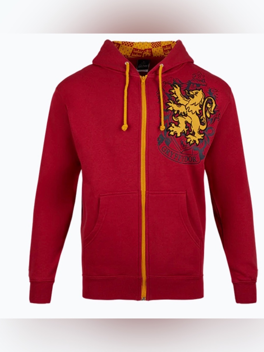 Harry Potter Gryffindor Crest Zip-Up Hoodie Red Gold Universal Studios Medium